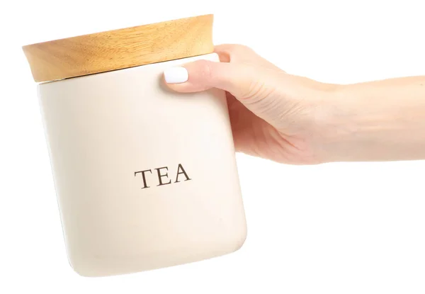 Jar a tea a kezében — Stock Fotó