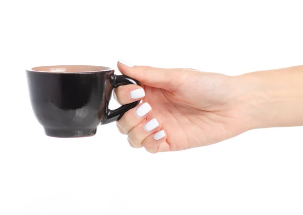 Fekete kávé pohár a kezében — Stock Fotó