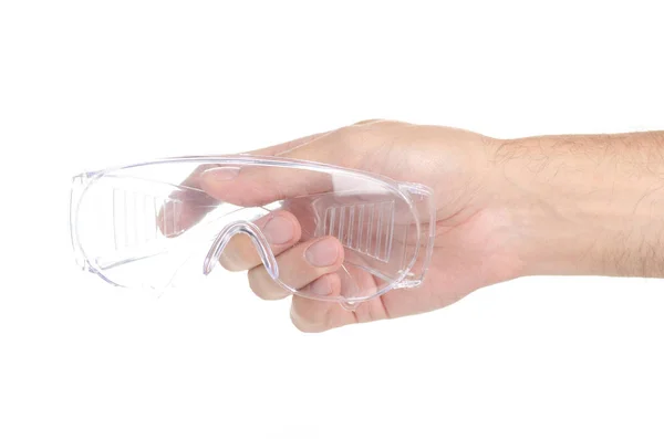 Construção óculos de proteção na mão — Fotografia de Stock