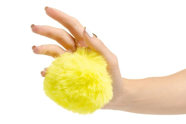 黄色ボール小物を手に毛皮します。 — ストック写真