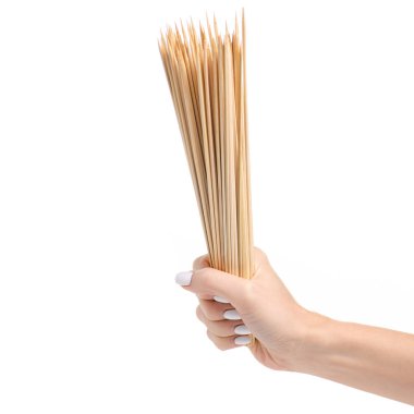 İzole el ahşap şişleri