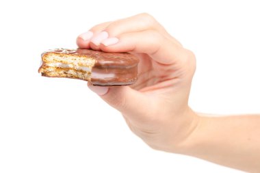 Çikolata kurabiye elinde sandviç