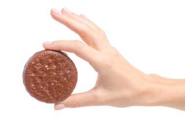 Çikolata kurabiye elinde sandviç