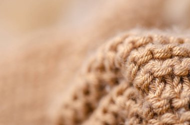 Büyük kahverengi kumaş doku Tekstil makro örgü. 