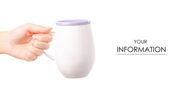 Beyaz Kupası kupa kapaklı el desen