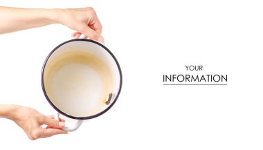 Eski emaye tencereye el desen hırpalanmış