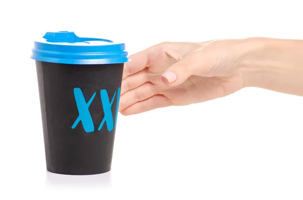 Tasse de café XXL avec un couvercle à la main — Photo