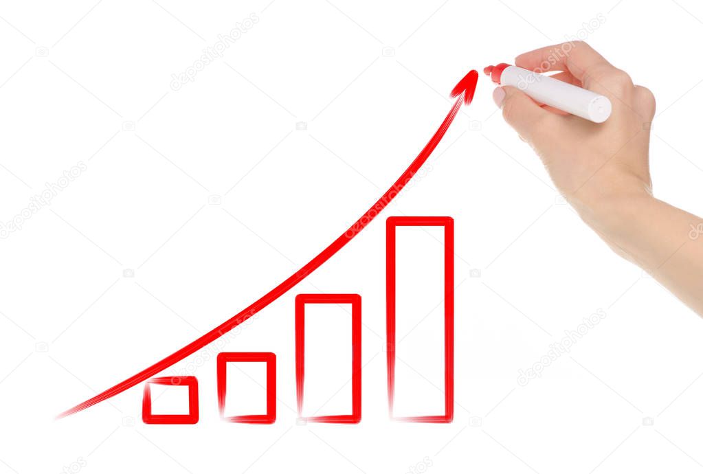 Hand drawing diagram growth graph isolated