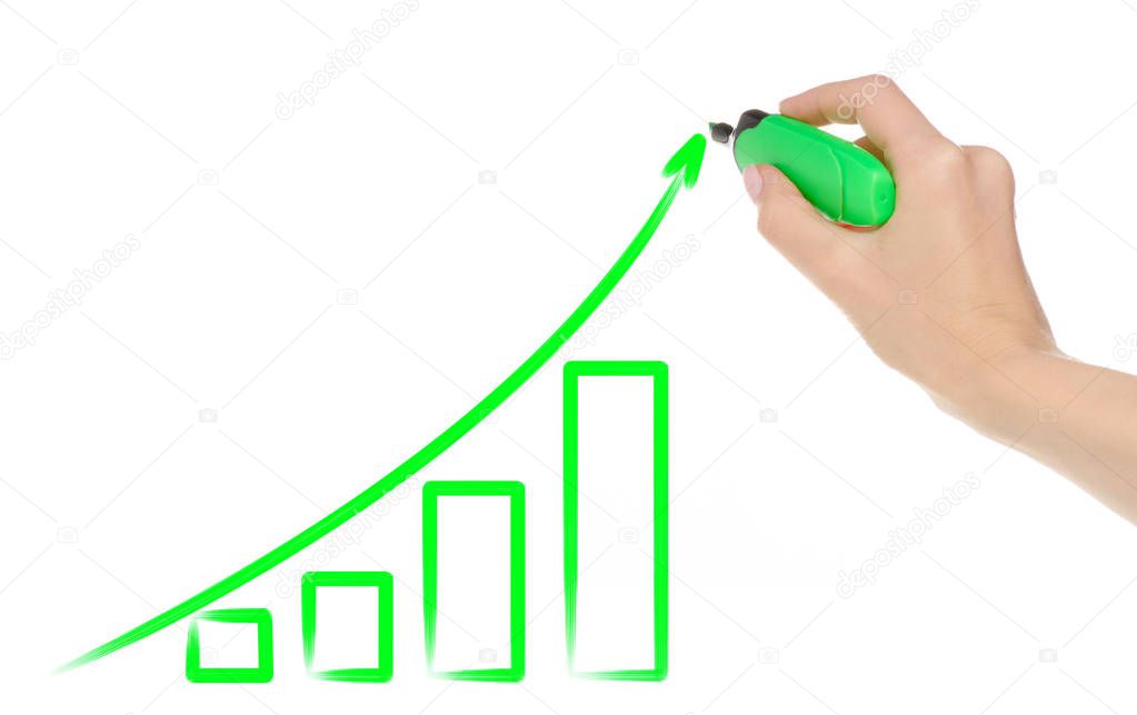 Hand drawing diagram growth graph isolated