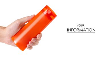 Turuncu şişe güzellik şampuan duş jeli el desen