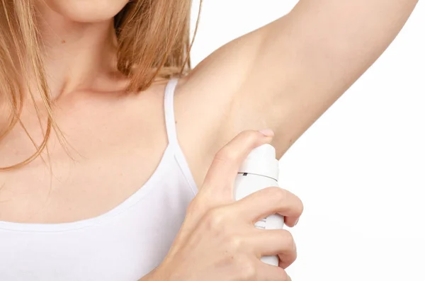 Beautiful young woman armpit deodorant