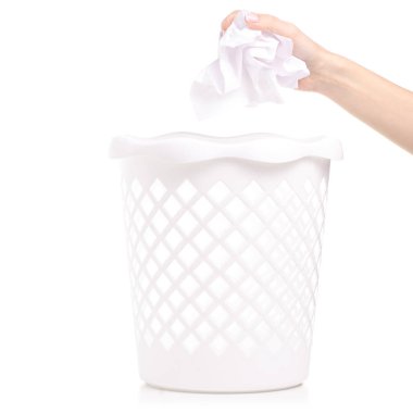 Office beyaz kova sayfası el buruşuk