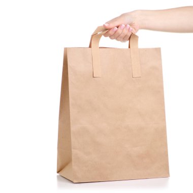 Elinde çanta paketi kağıt