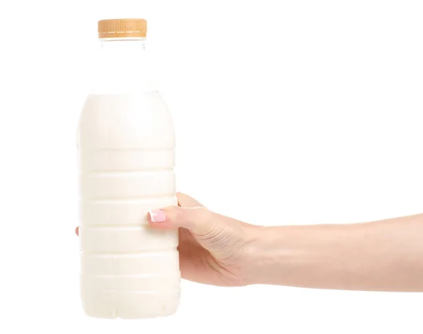 Botella de leche en las manos —  Fotos de Stock