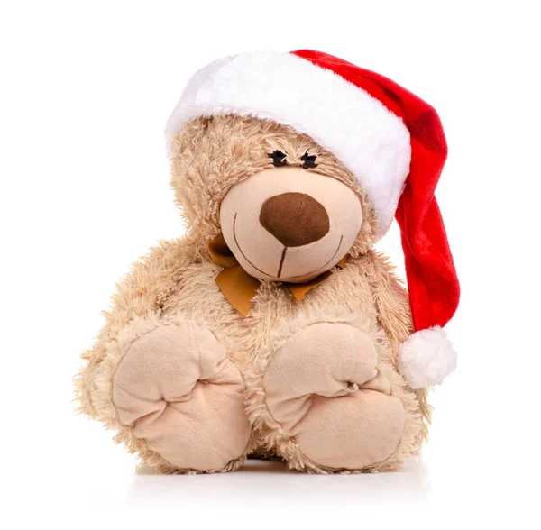 Рождественский медвежонок в шляпе Санты — стоковое фото