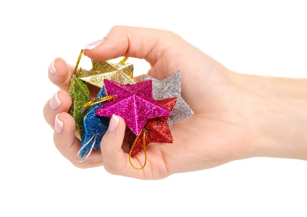 Різдвяні іграшки зірки в руці — стокове фото