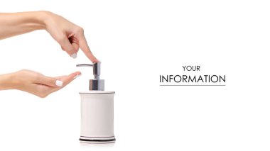 Dağıtıcı için sıvı sabun el desen beyaz zemin yalıtımı hakkında