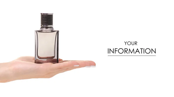 Perfume bottle in hand pattern — Stock Photo, Image