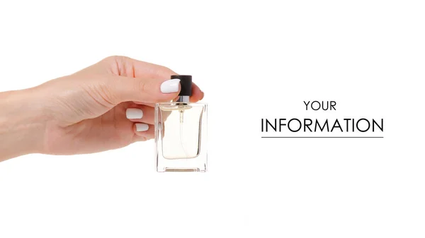 Perfume bottle in hand pattern — Stock Photo, Image