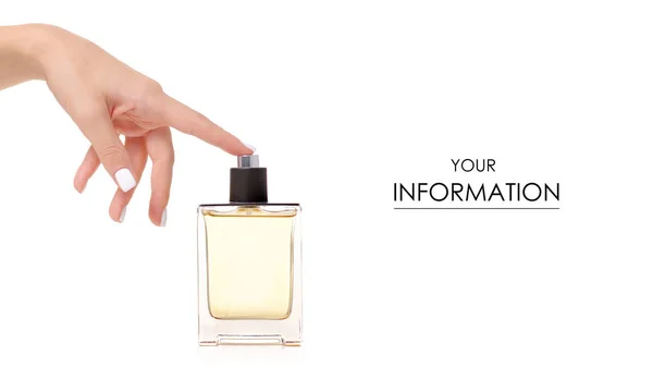 Perfume bottle in hand pattern — Stock Photo, Image