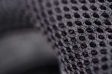 Siyah tekstil aksesuarları malzeme metal makro