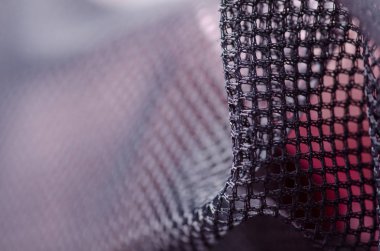 Siyah örgü kumaş tekstil malzeme kumaş makro astar