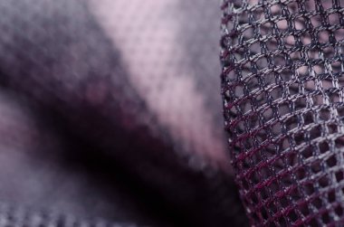 Siyah örgü kumaş tekstil malzeme kumaş makro astar