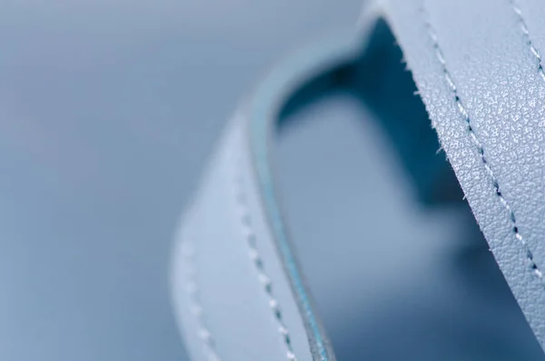 Mavi deri malzeme doku çanta makro — Stok fotoğraf