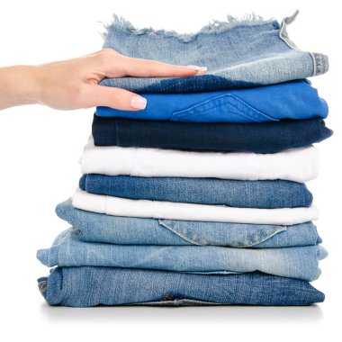 Giyim jeans el yığını