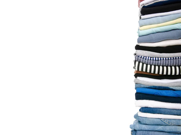 A stack of clothes jeans t-shirt shirt — Stock Photo, Image