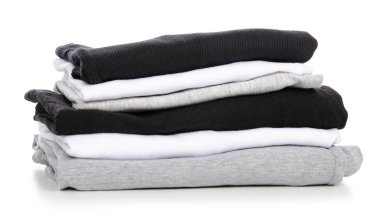 Bir yığın t-shirt gri siyah beyaz