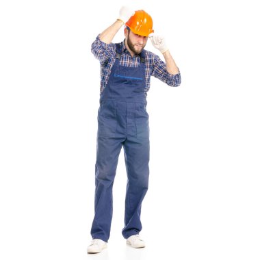 Oluşturucu sanayi işçisi kask genç adam