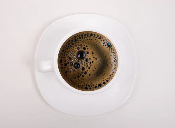 Beyaz Arka Plan Yalıtım Üstten Görünüm Kahve Fincan — Stok fotoğraf