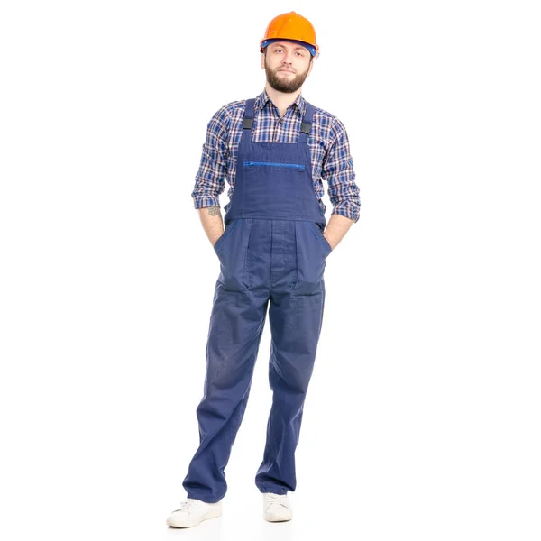 Jonge man bouwer industrie werknemer veiligheidshelm — Stockfoto