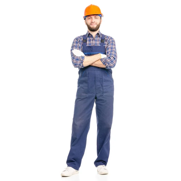 年轻人建筑工人安全帽 — 图库照片