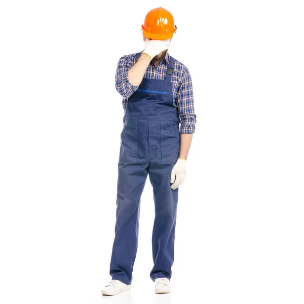 Hombre joven constructor industria trabajador hardhat —  Fotos de Stock