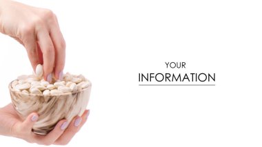 Beyaz erkek pial bir tabak fasulye el desen