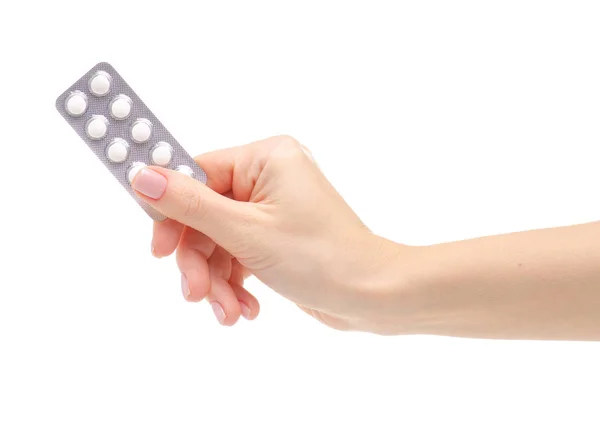The blister pills in hand medicine — Stock Photo, Image