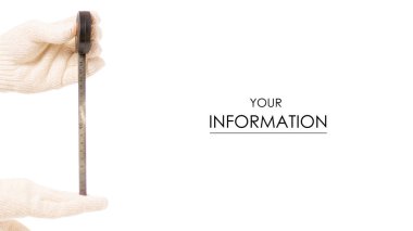 Adamın elleri inşaat eldiven şerit metre desen