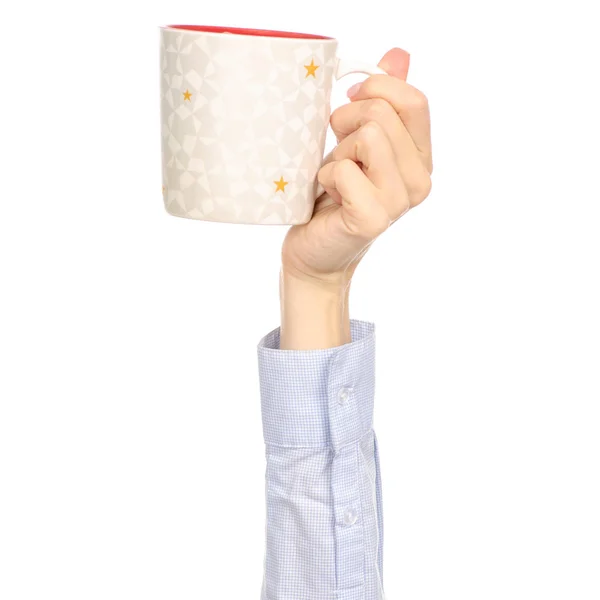 Weiß rote Sterne Becher in der Hand Arm in die Höhe — Stockfoto