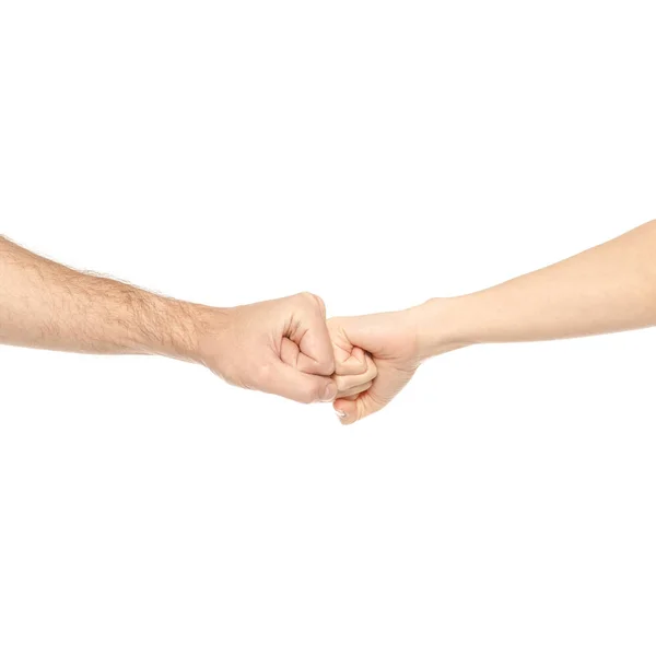 Two hands holding each other strongly fists — Stock Photo, Image
