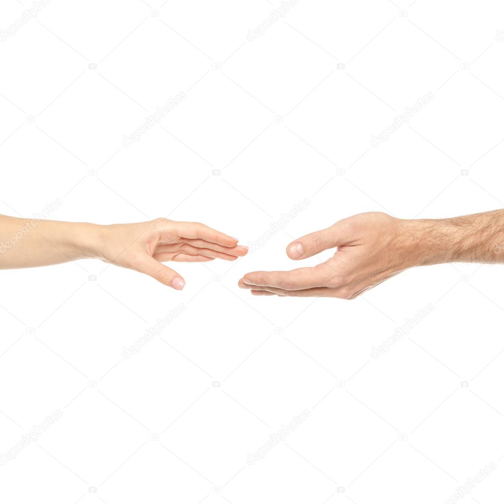 Couple hands held together male female hands