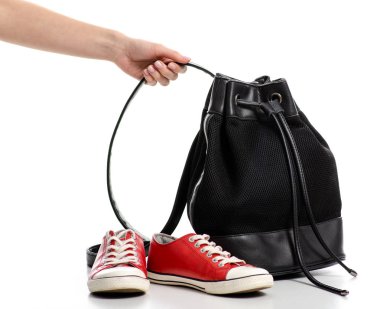 Sırt çantası el Kırmızı spor ayakkabı siyah