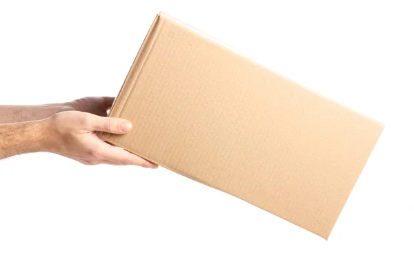 Kisten-Lieferung in der Hand — Stockfoto