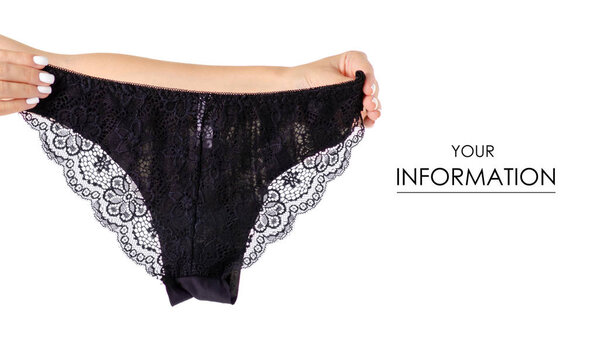 Black female panties in hand lace pattern