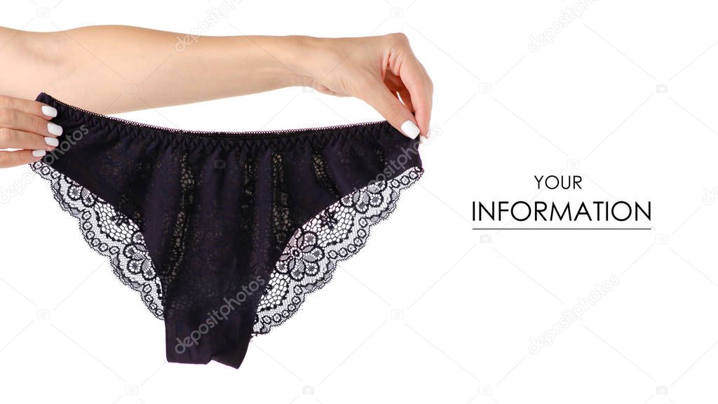 Black female panties in hand lace pattern