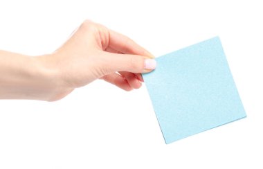 Blue note kağıt elinde