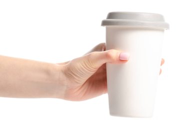 El Kupası kupa gri kapaklı Beyaz