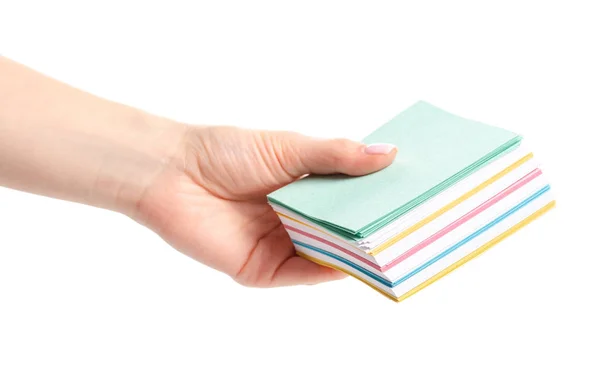 Papel de notas coloridas en mano — Foto de Stock