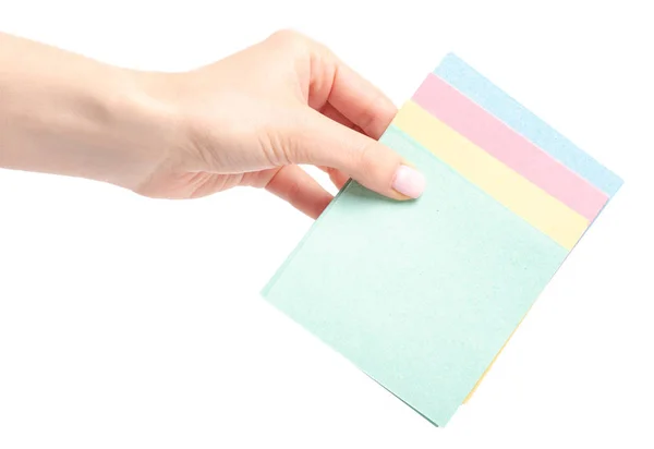 Renkli notlar elinde kağıt — Stok fotoğraf